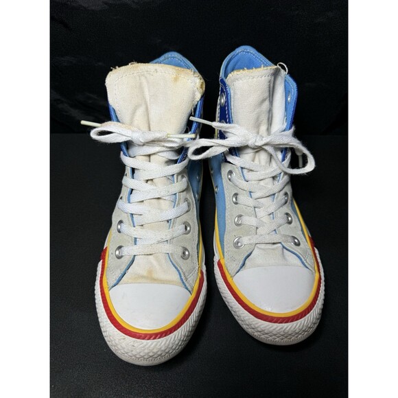 Converse Chuck Taylor All Star High Double Logo Blue Men 5 Women 7 Shoes - Picture 2 of 10